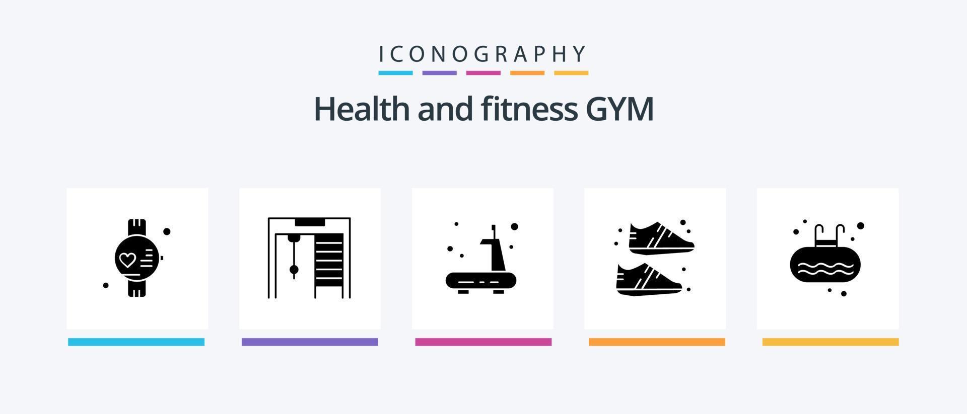 Gym Glyph 5 Icon Pack Including sport. ladder. sports. gym. shoe. Creative Icons Design vector