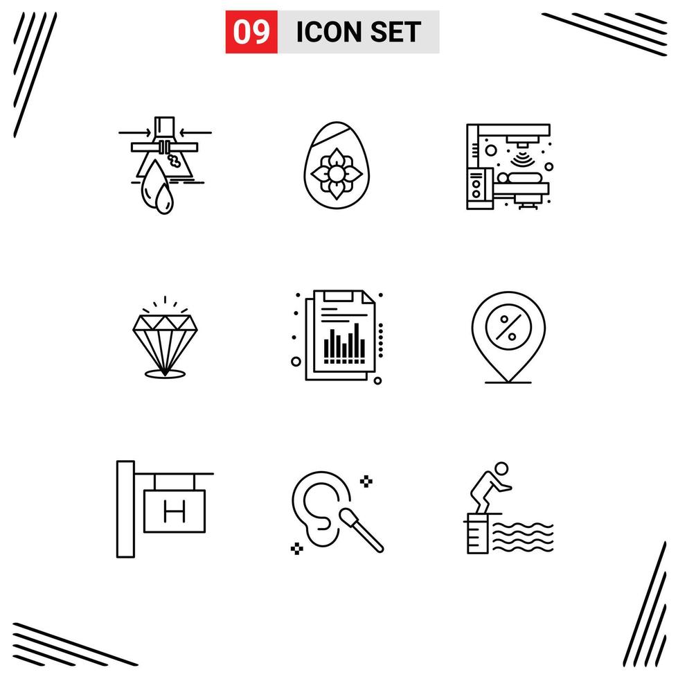 9 Outline concept for Websites Mobile and Apps annual expensive egg shine scanner Editable Vector Design Elements