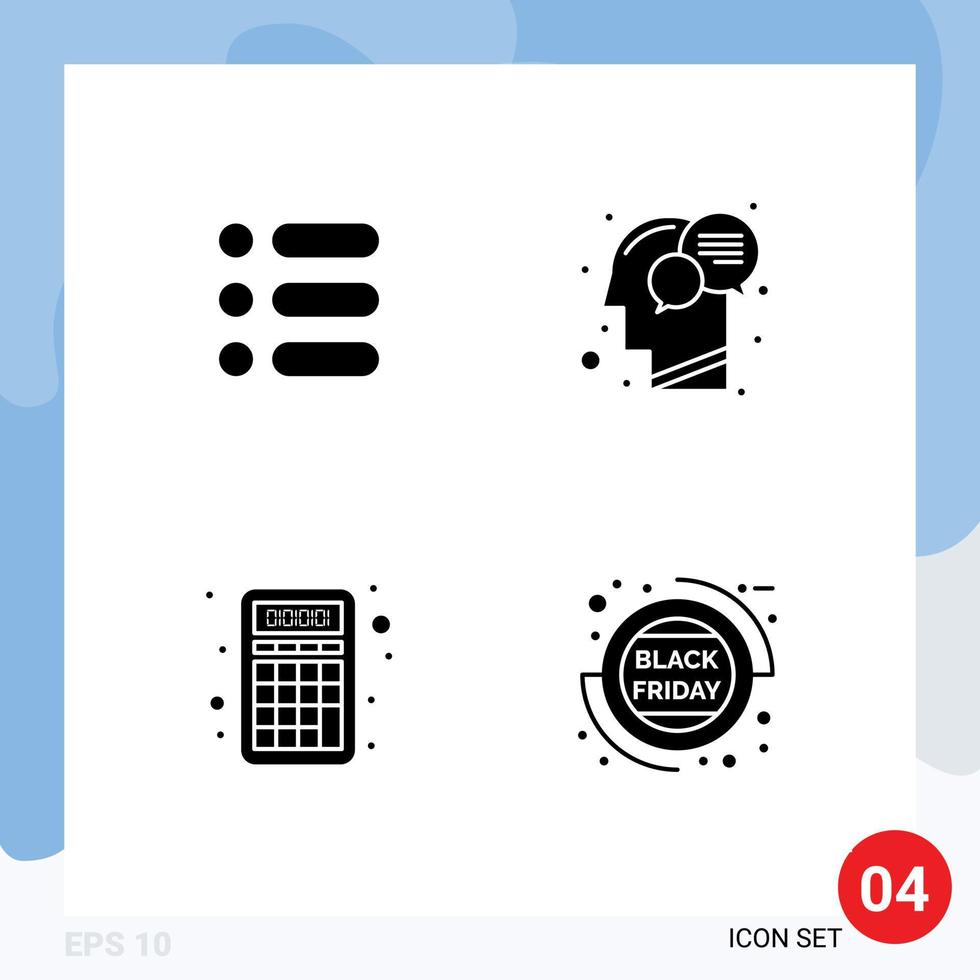 Universal Solid Glyphs Set for Web and Mobile Applications list accounting write human math Editable Vector Design Elements