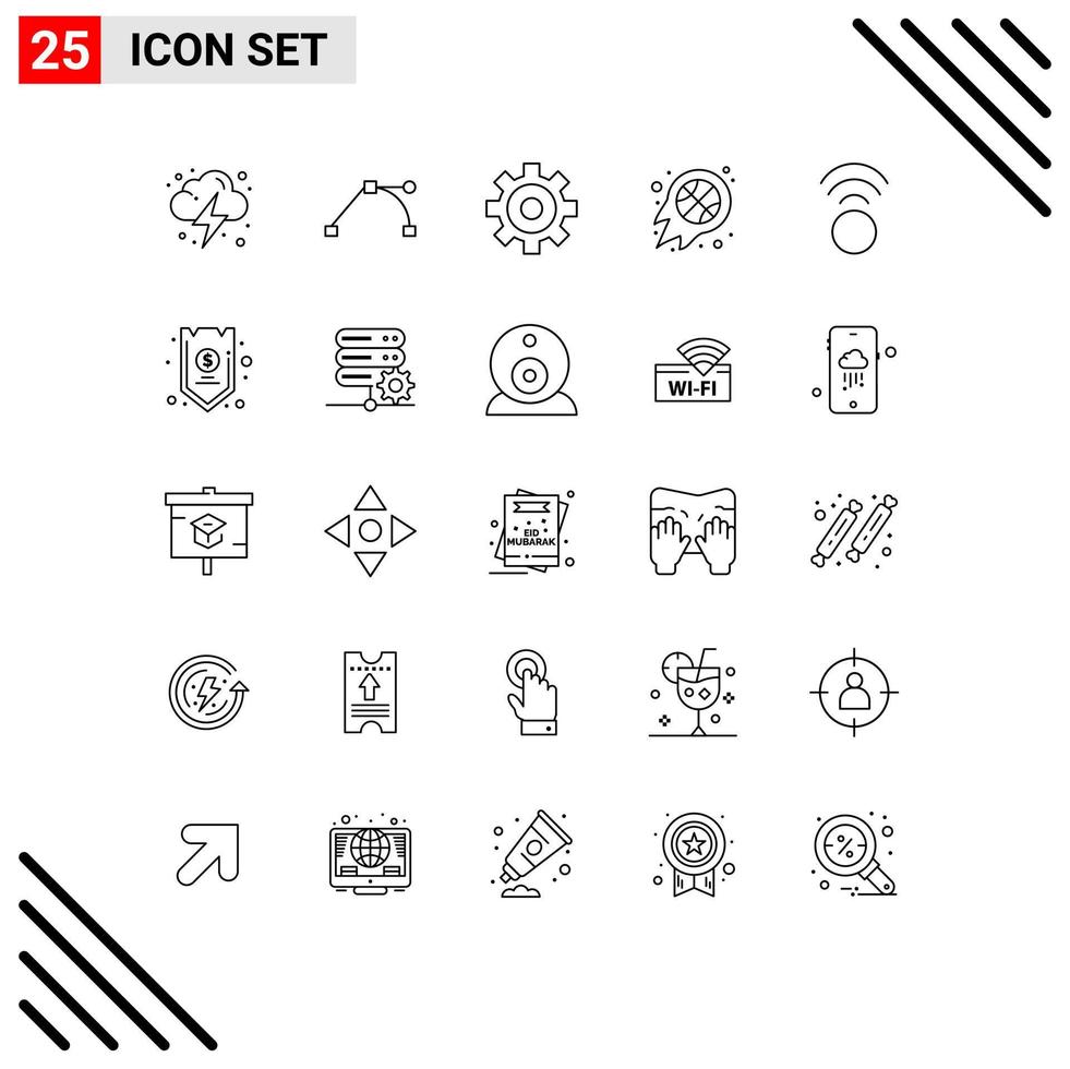 Set of 25 Modern UI Icons Symbols Signs for account wifi ball signal sport Editable Vector Design Elements