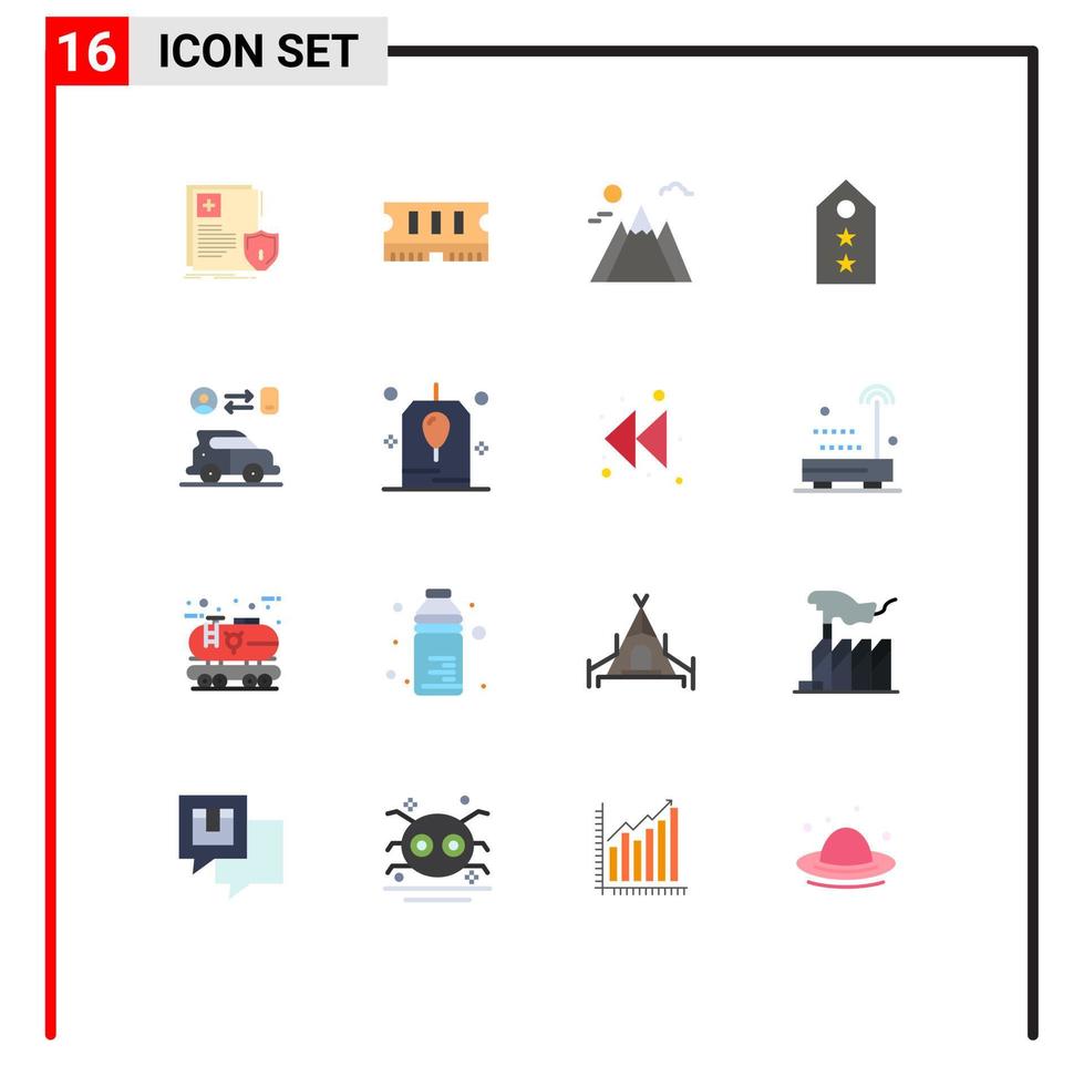 16 Thematic Vector Flat Colors and Editable Symbols of transport two landscape tag rank Editable Pack of Creative Vector Design Elements