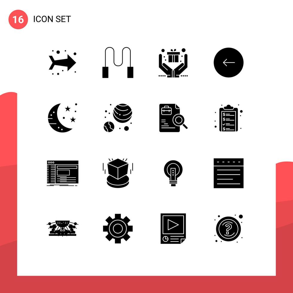 16 Thematic Vector Solid Glyphs and Editable Symbols of party drink present bar play Editable Vector Design Elements