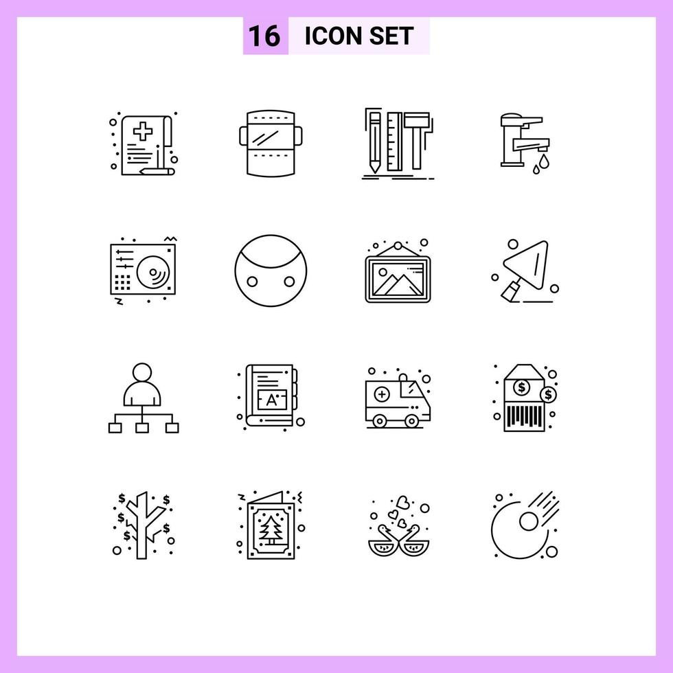 16 Outline concept for Websites Mobile and Apps water hand weld tapwater tools Editable Vector Design Elements