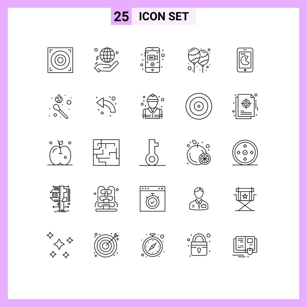 Universal Icon Symbols Group of 25 Modern Lines of buy party camera holi balloon Editable Vector Design Elements