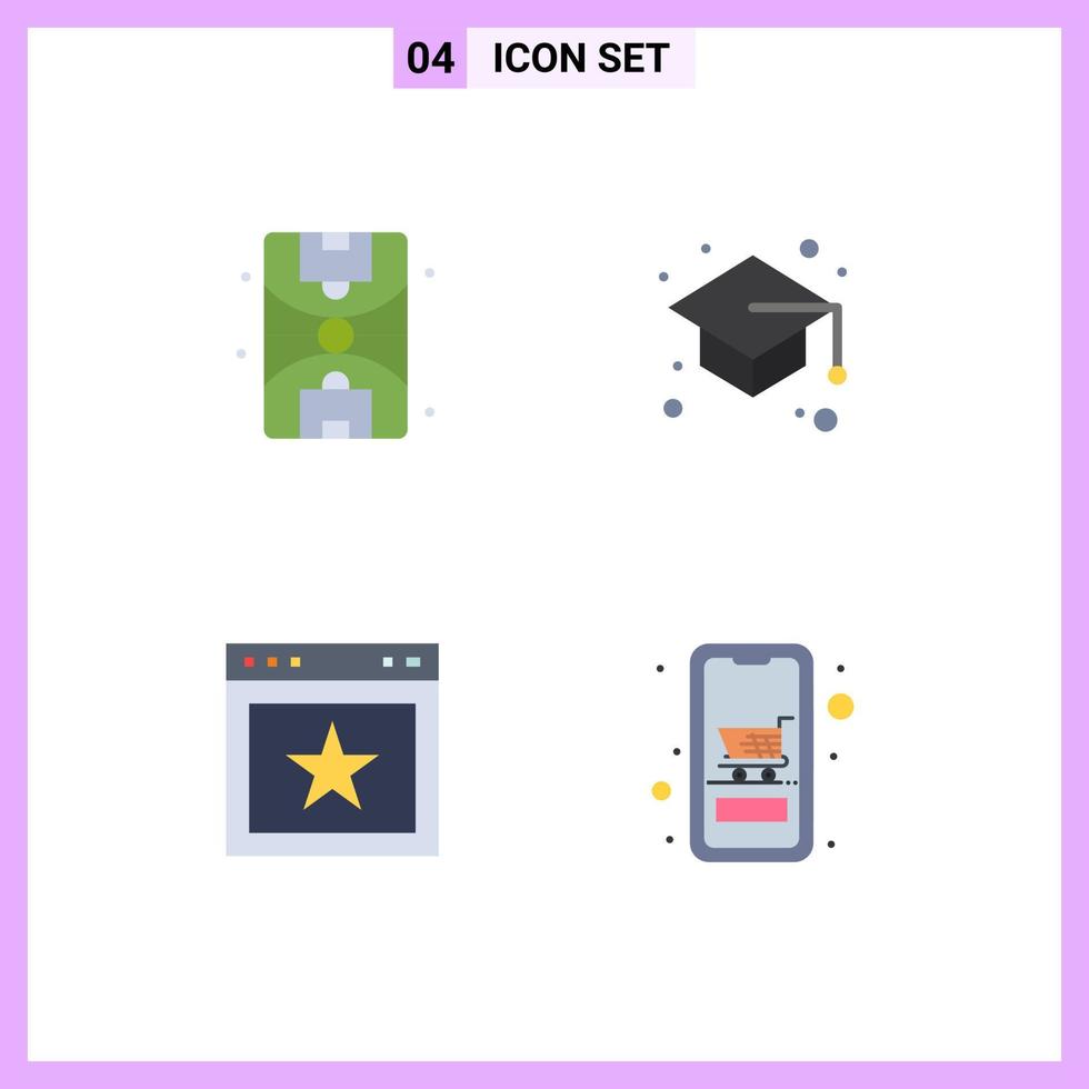 4 User Interface Flat Icon Pack of modern Signs and Symbols of city favorite back to school study cart Editable Vector Design Elements