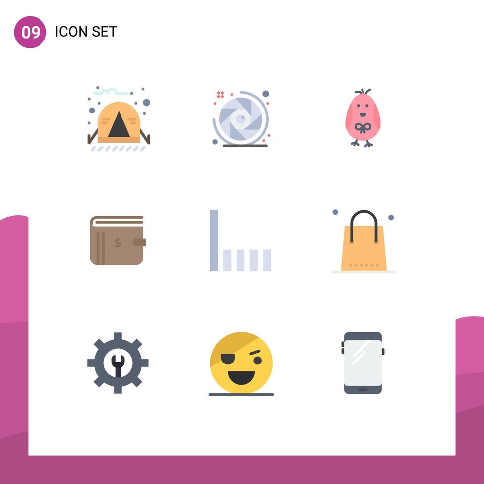 Universal Icon Symbols Group of 9 Modern Flat Colors of connection cash chicken dollar wallet Editable Vector Design Elements