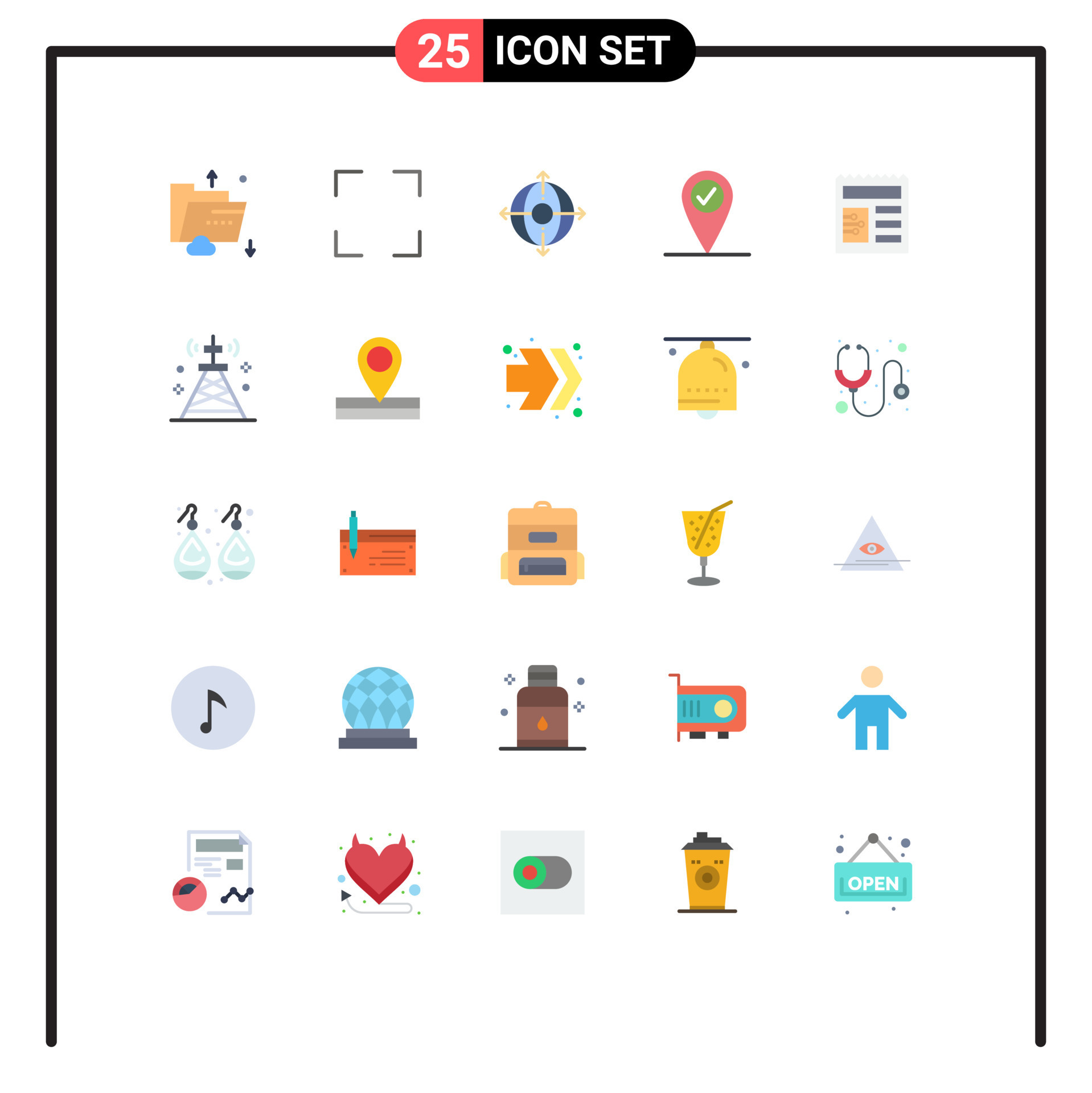 Stock Vector Icon Pack of 25 Line Signs and Symbols for communications