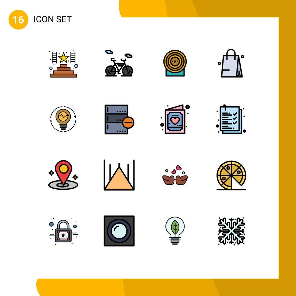 conjunto de 16 iconos de interfaz de usuario modernos símbolos signos para el concepto de logro de generación de innovación compras elementos de diseño de vectores creativos editables