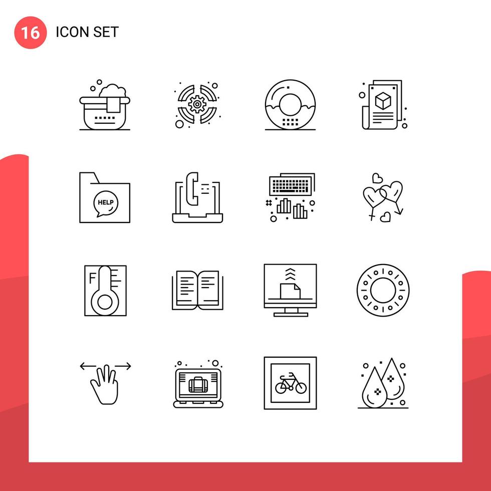 16 Creative Icons Modern Signs and Symbols of communication web blogging donut blogging blog page Editable Vector Design Elements