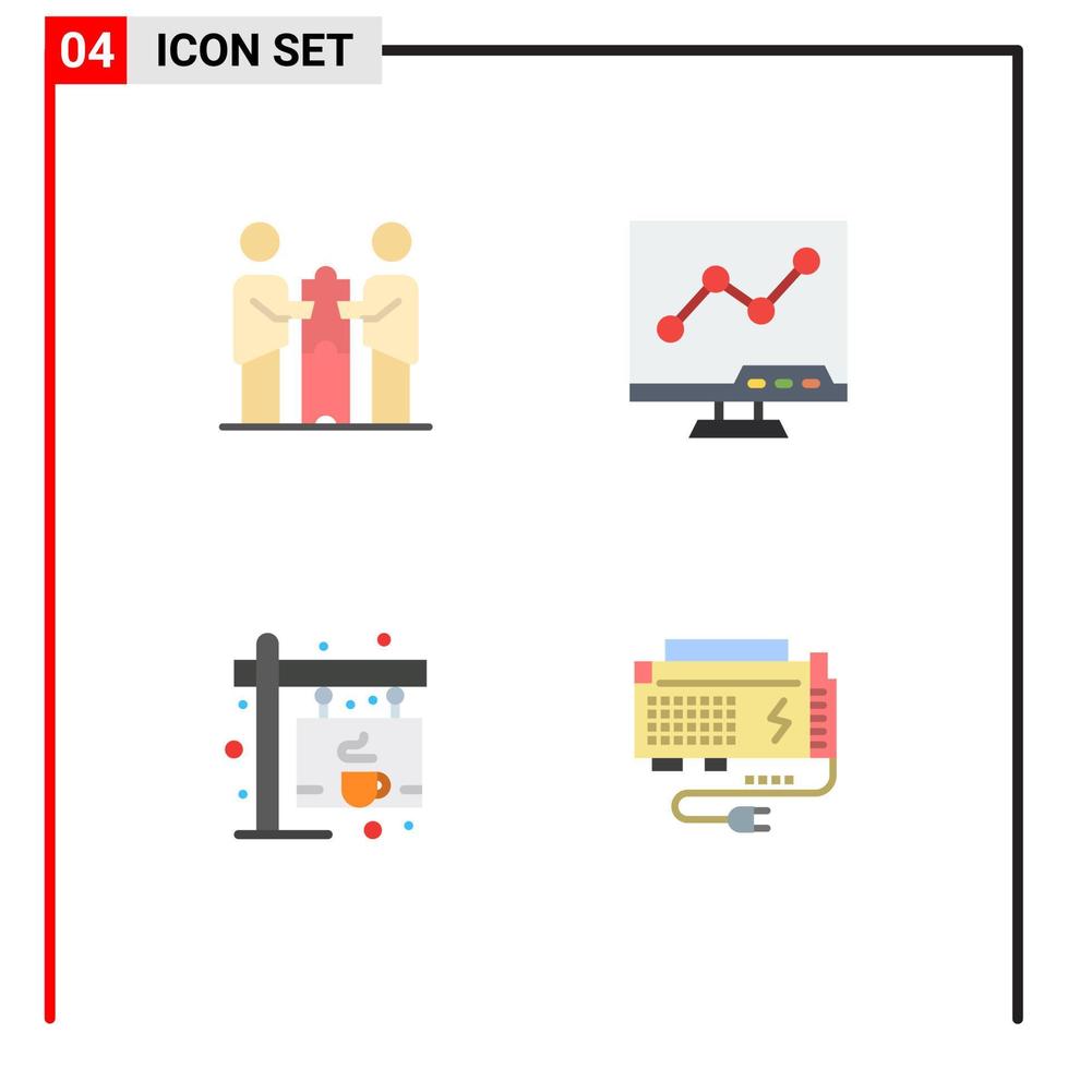 Flat Icon Pack of 4 Universal Symbols of partners collaboration coffee partners chart shop Editable Vector Design Elements