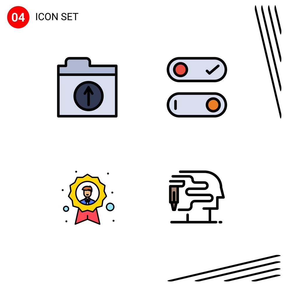 Universal Icon Symbols Group of 4 Modern Filledline Flat Colors of files employee control achievement human Editable Vector Design Elements