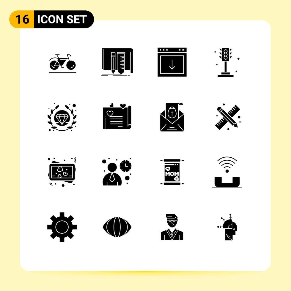 User Interface Pack of 16 Basic Solid Glyphs of light life tools city element Editable Vector Design Elements