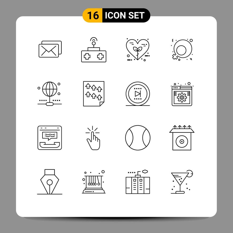 16 Thematic Vector Outlines and Editable Symbols of share connection eco women sign feminism Editable Vector Design Elements