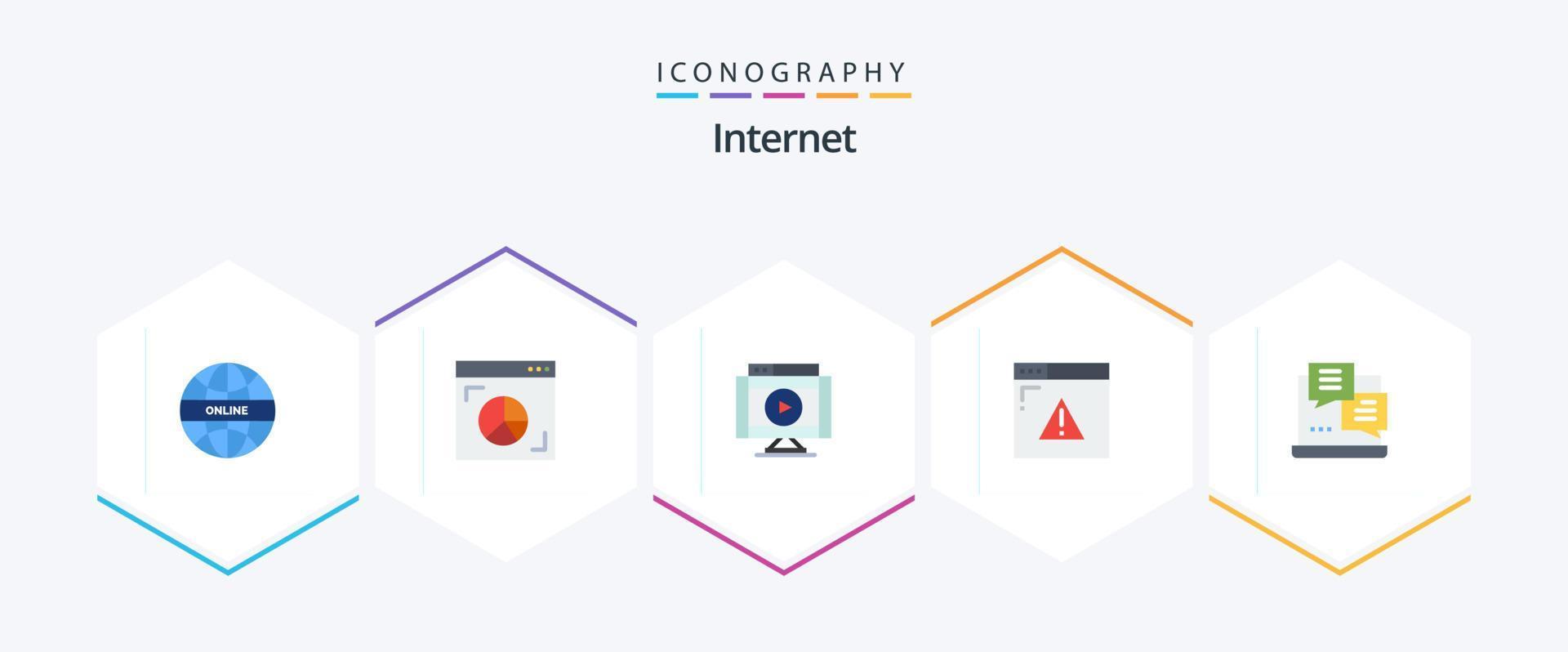 paquete de iconos planos de Internet 25 que incluye desarrollo. web. Internet. seguridad. video vector