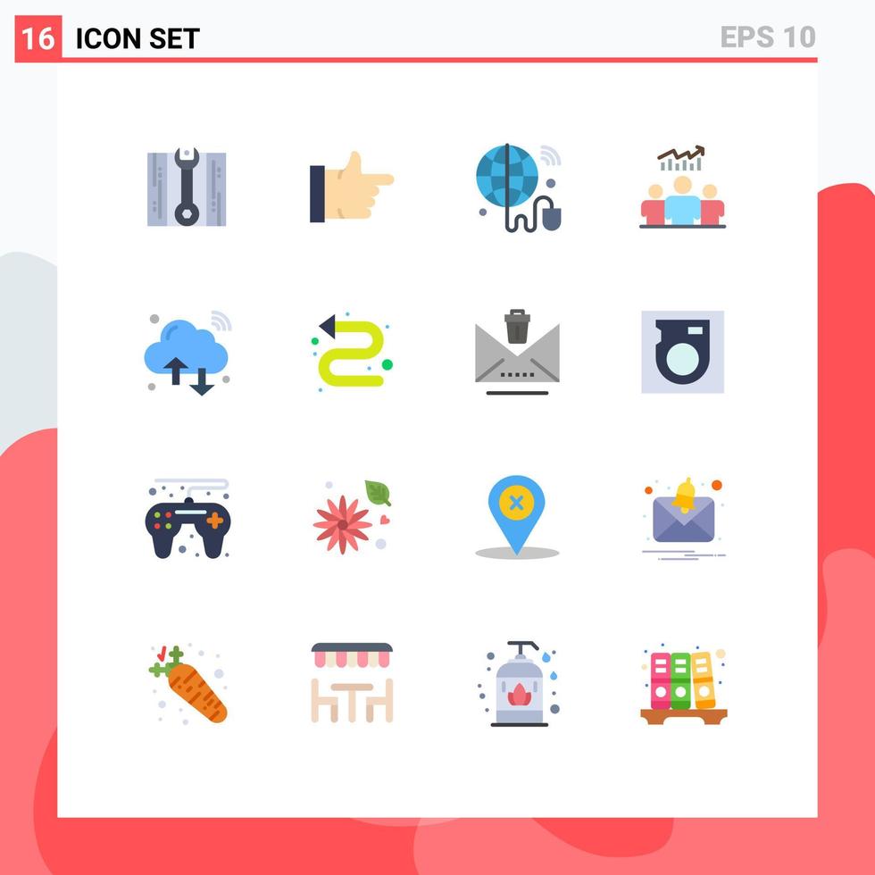 16 Universal Flat Color Signs Symbols of internet of things cloud wifi success team Editable Pack of Creative Vector Design Elements