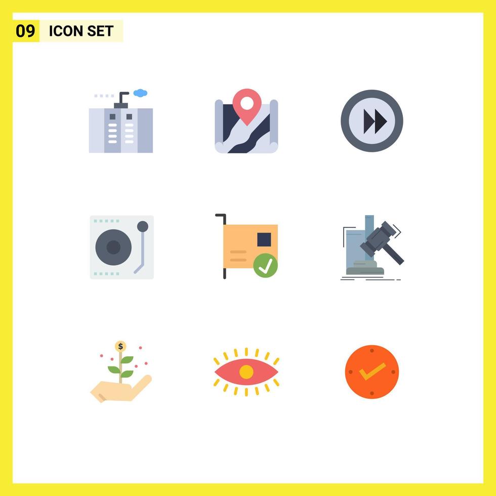 Set of 9 Modern UI Icons Symbols Signs for player media google audio multimedia Editable Vector Design Elements