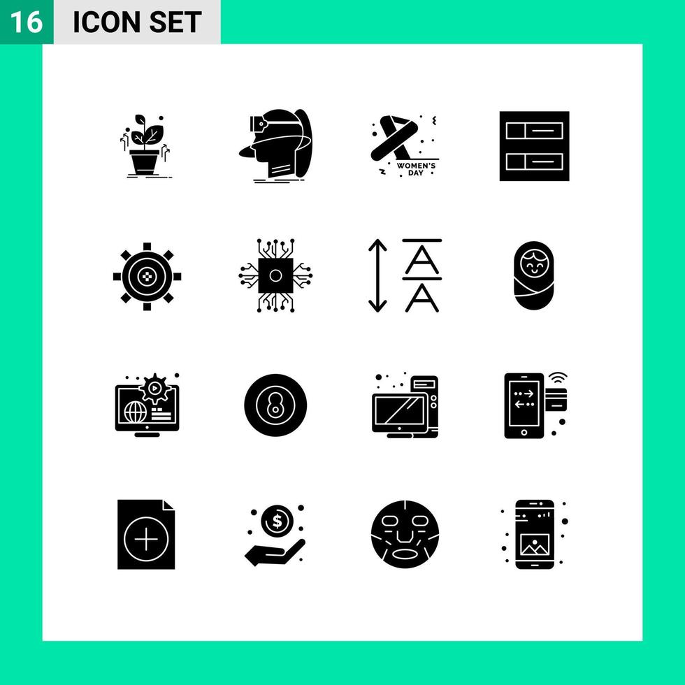 Set of 16 Modern UI Icons Symbols Signs for coding grid virtual accounts feminine Editable Vector Design Elements
