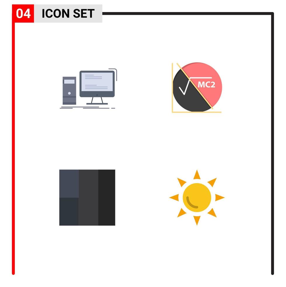 Set of 4 Commercial Flat Icons pack for computer grid pc formula beach Editable Vector Design Elements