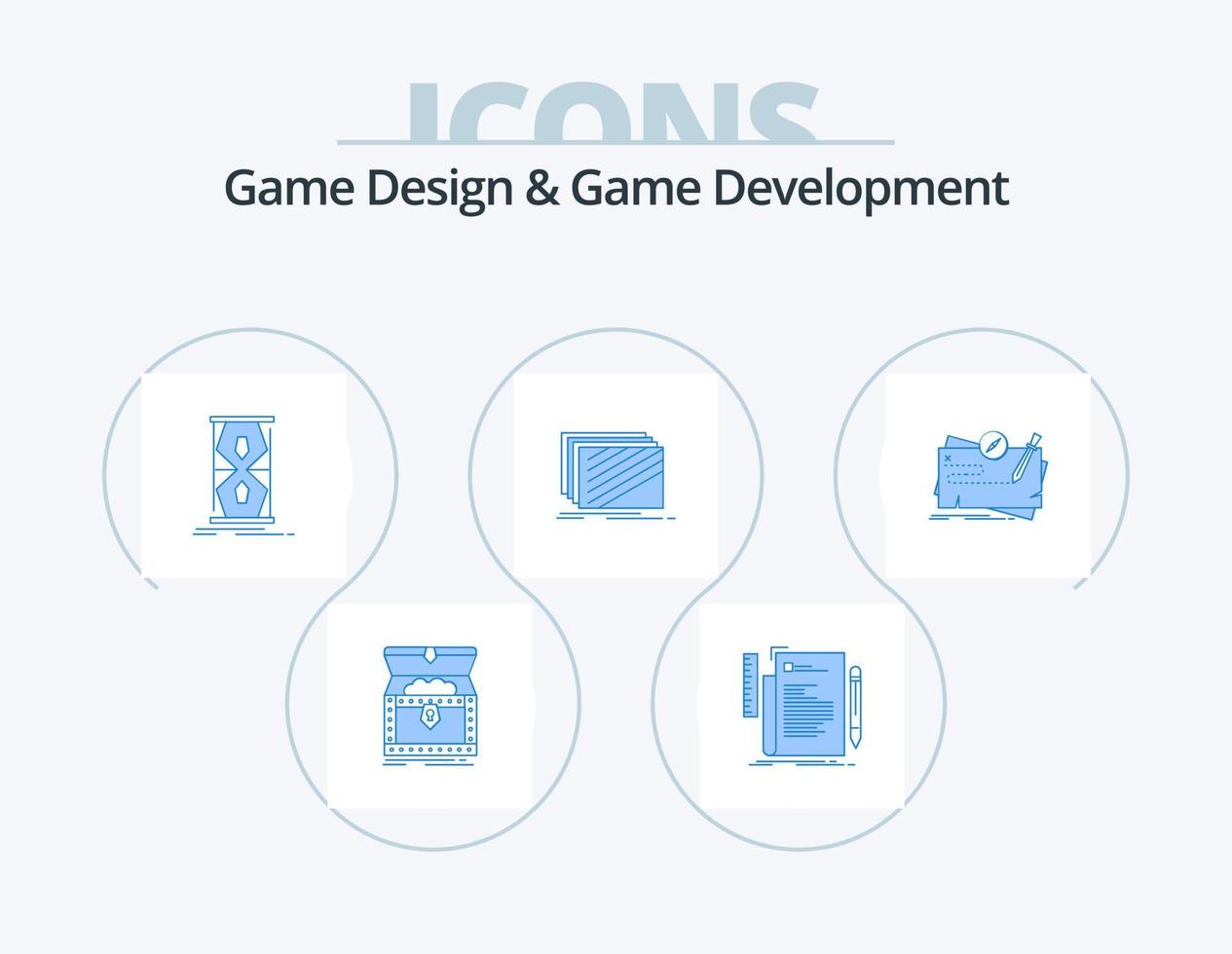 Game Design And Game Development Blue Icon Pack 5 Icon Design. layout. design. programming. time. early vector
