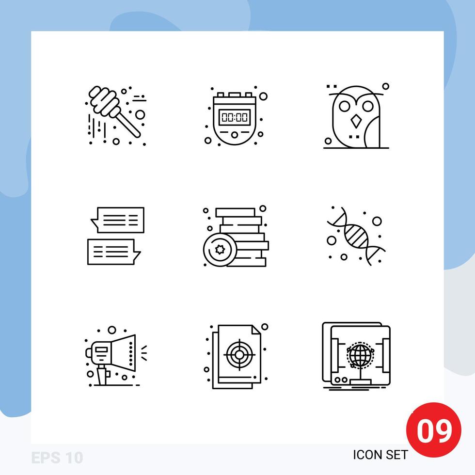 9 Universal Outline Signs Symbols of conversations mail animal bubble study Editable Vector Design Elements
