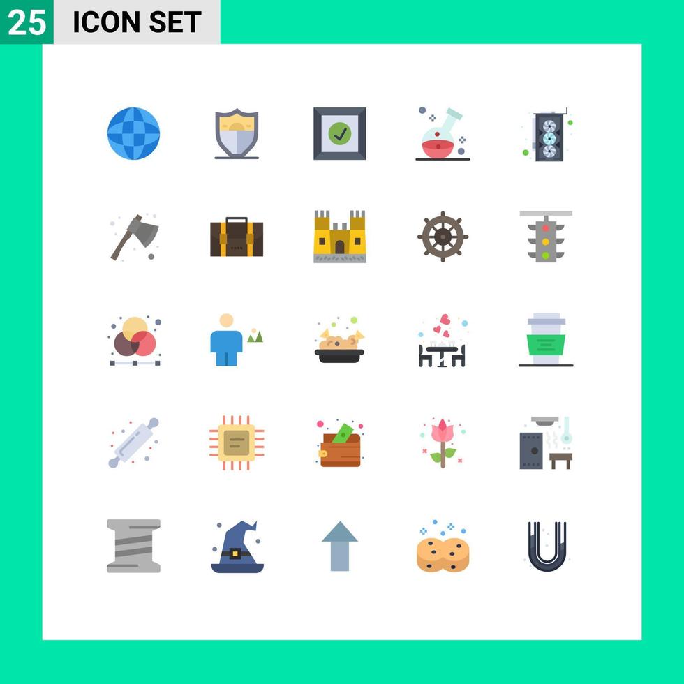 Mobile Interface Flat Color Set of 25 Pictograms of hardware computer delivered medical hospital Editable Vector Design Elements