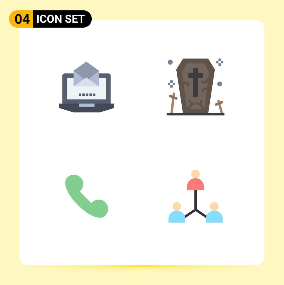 4 Flat Icon concept for Websites Mobile and Apps server mobile open ghost call Editable Vector Design Elements