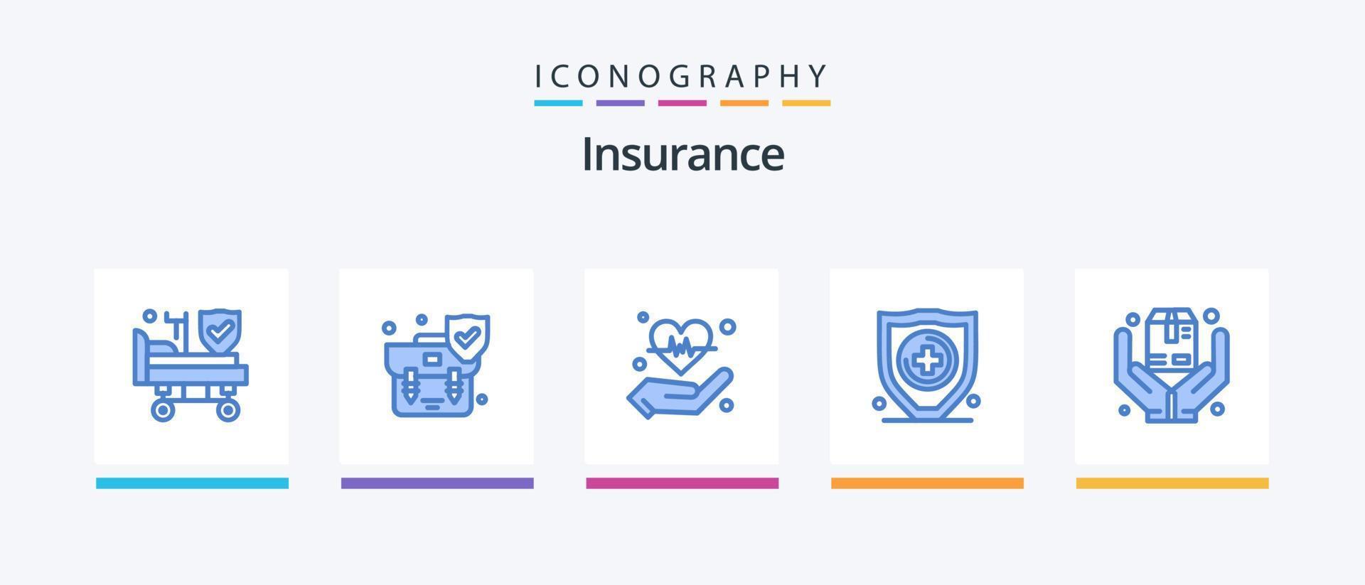 Insurance Blue 5 Icon Pack Including safe. hands. hand. security. insurance. Creative Icons Design vector