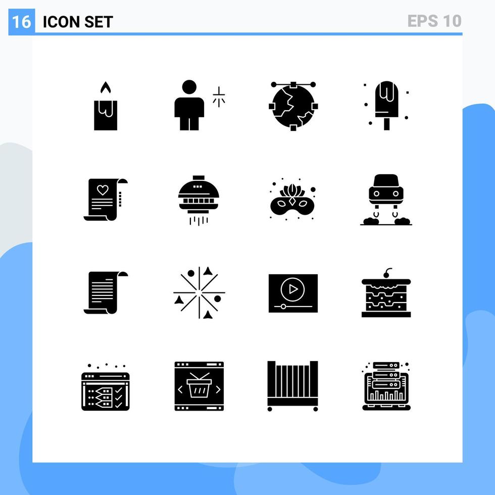 Set of 16 Modern UI Icons Symbols Signs for letter summer design ice cold Editable Vector Design Elements