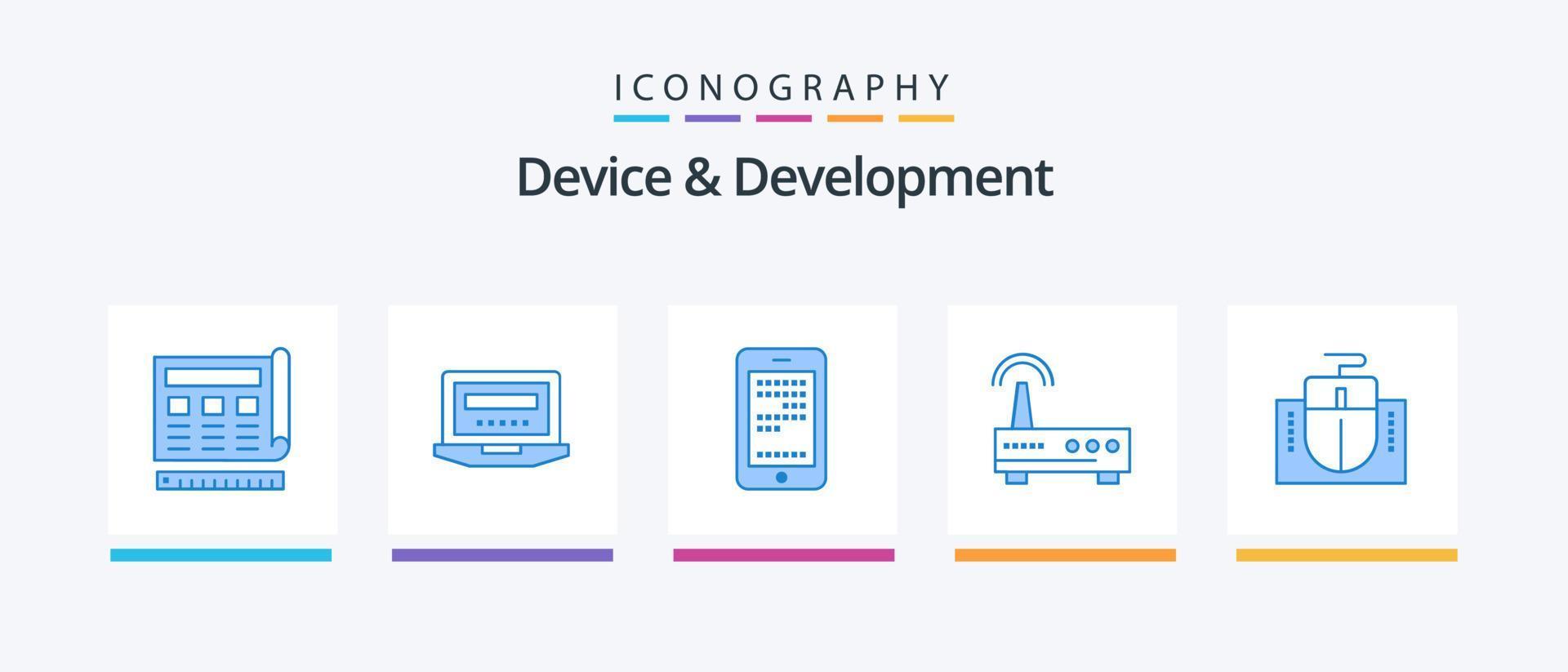 Device And Development Blue 5 Icon Pack Including mouse. signal. education. wifi. coding. Creative Icons Design vector