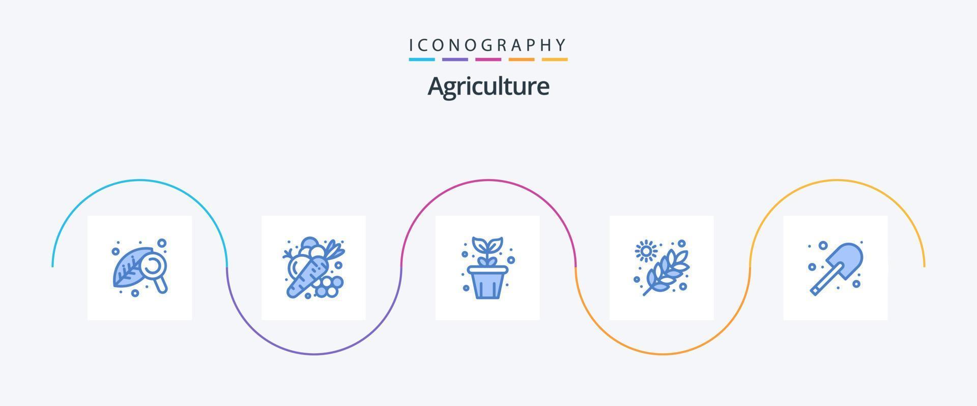 paquete de iconos de agricultura azul 5 que incluye excavación. jardín. verdura. agricultura. planta vector