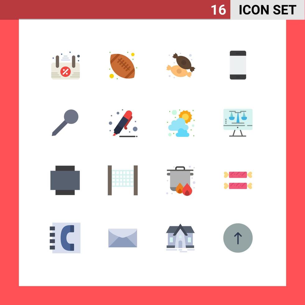 Set of 16 Modern UI Icons Symbols Signs for pin iphone dessert hardware devices Editable Pack of Creative Vector Design Elements