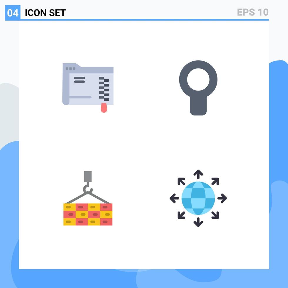 Modern Set of 4 Flat Icons Pictograph of data cargo storage air crane Editable Vector Design Elements