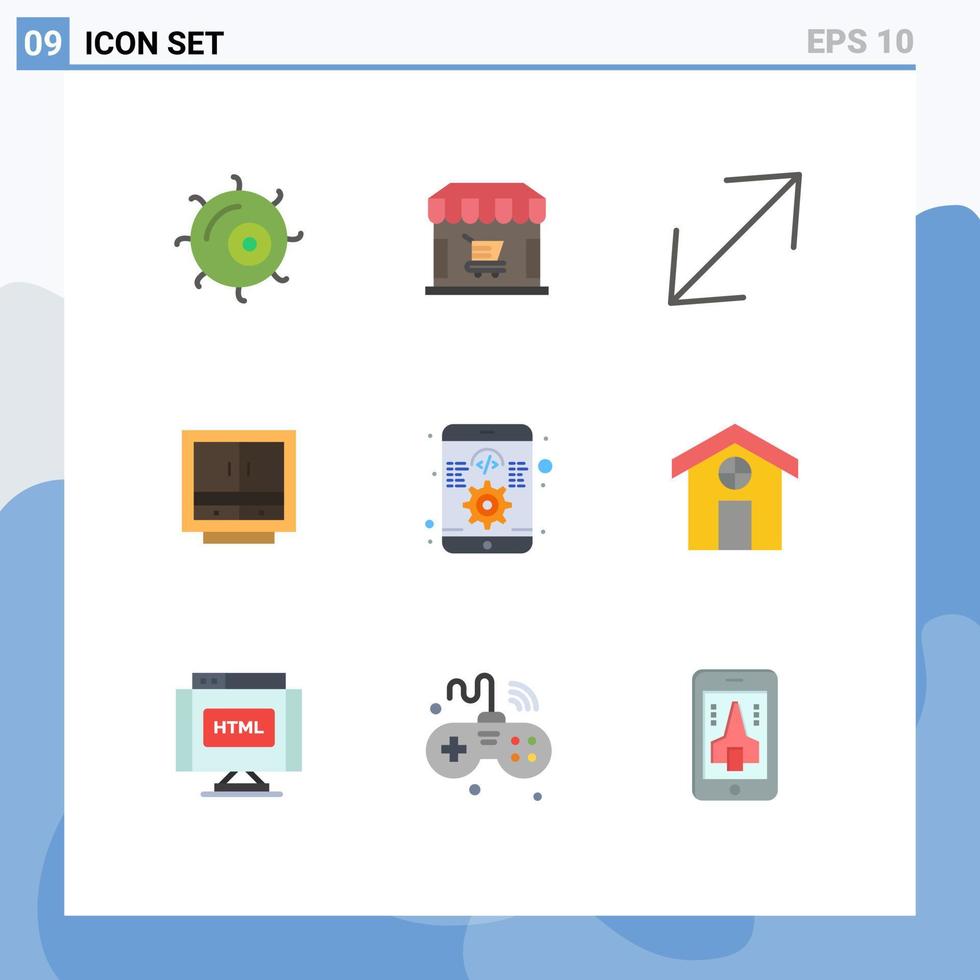Stock Vector Icon Pack of 9 Line Signs and Symbols for app office corner furniture drawer Editable Vector Design Elements