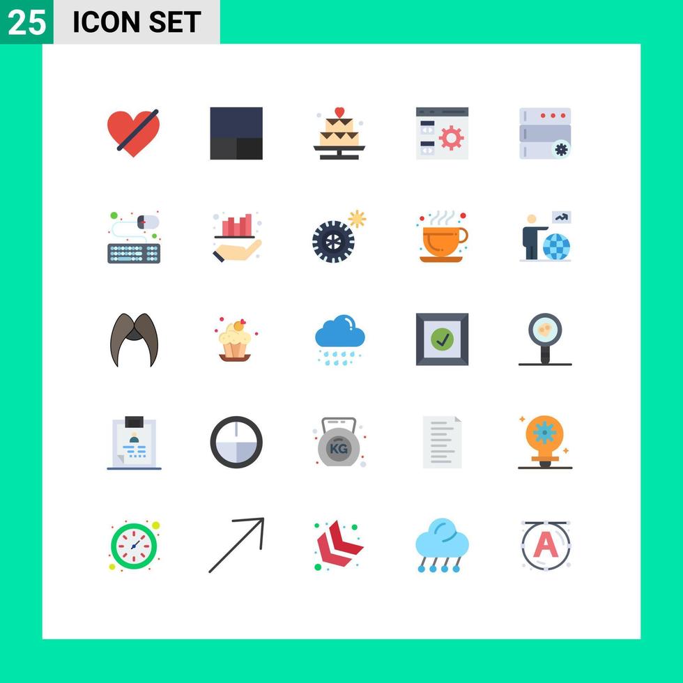 25 Universal Flat Colors Set for Web and Mobile Applications options management heart development coding Editable Vector Design Elements