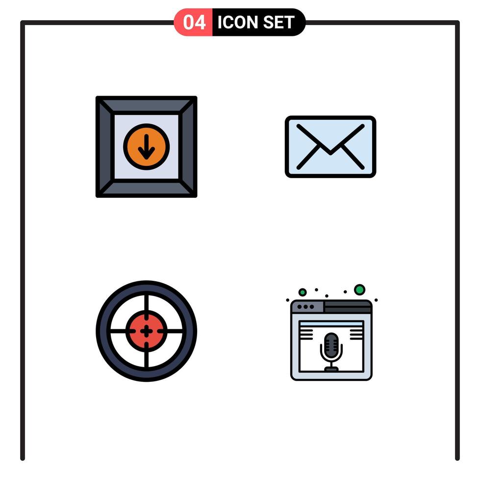 Universal Icon Symbols Group of 4 Modern Filledline Flat Colors of box soldier email army internet Editable Vector Design Elements