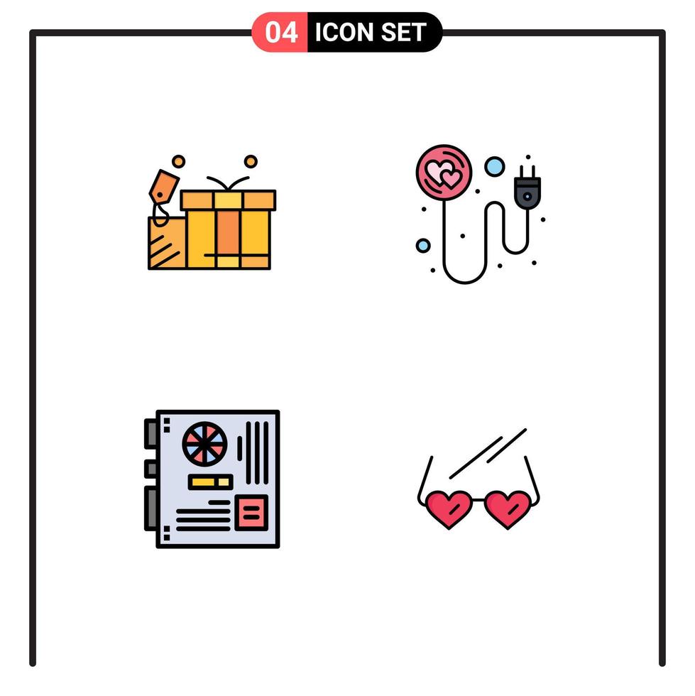 4 iconos creativos signos y símbolos modernos de regalo boda principal recarga madre elementos de diseño vectorial editables vector