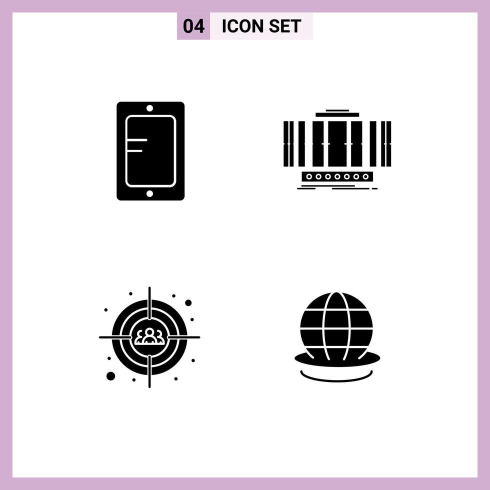 Universal Solid Glyph Signs Symbols of mobile auditory school axis users Editable Vector Design Elements