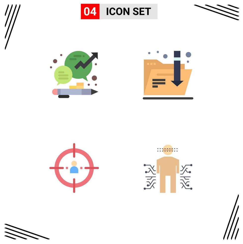 4 Universal Flat Icon Signs Symbols of business management management folder planning Editable Vector Design Elements