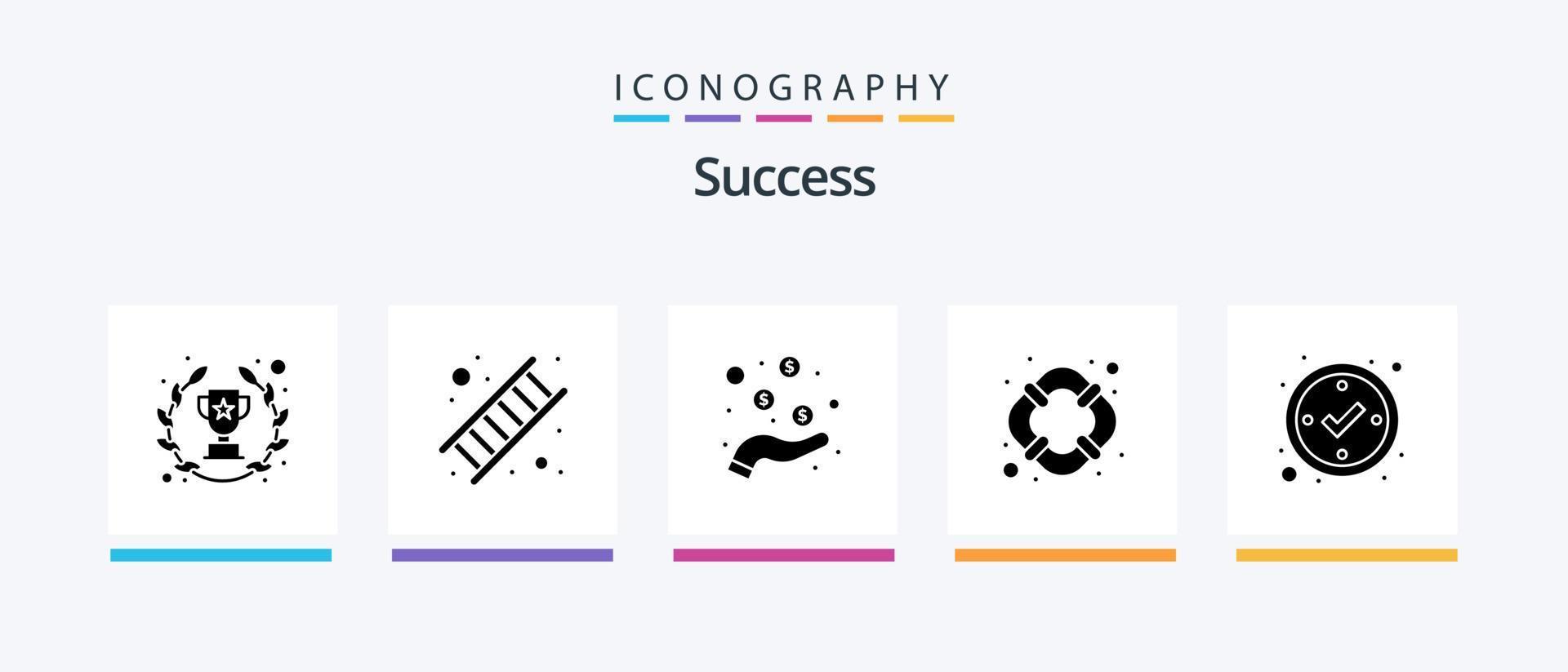 paquete de iconos de glifo 5 de éxito que incluye marca. controlar. dinero en efectivo. apoyo. ayuda. diseño de iconos creativos vector