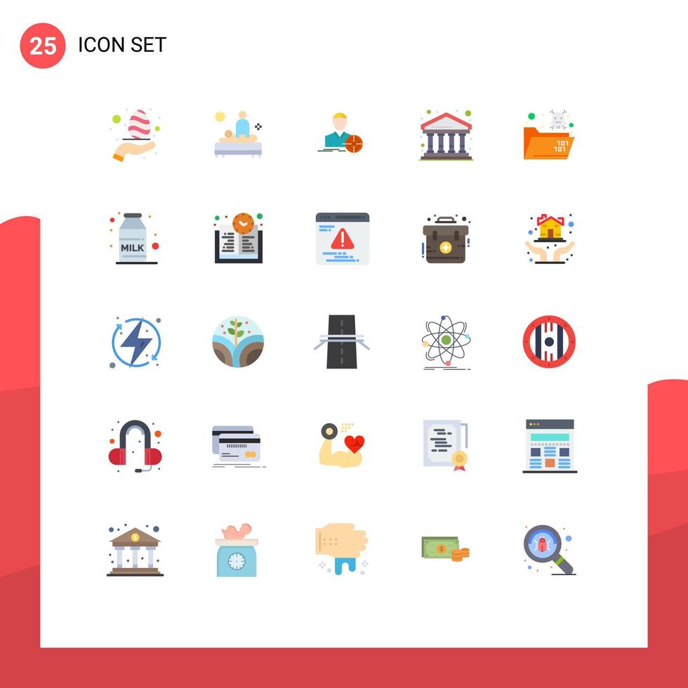 Mobile Interface Flat Color Set of 25 Pictograms of crack finance spa city goal Editable Vector Design Elements