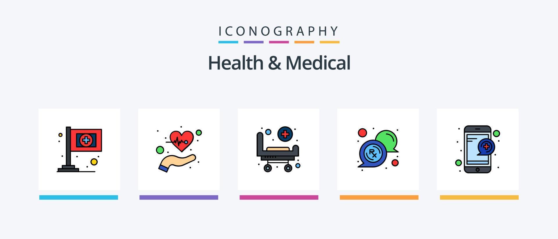 Health And Medical Line Filled 5 Icon Pack Including . test. medical. blood. food. Creative Icons Design vector
