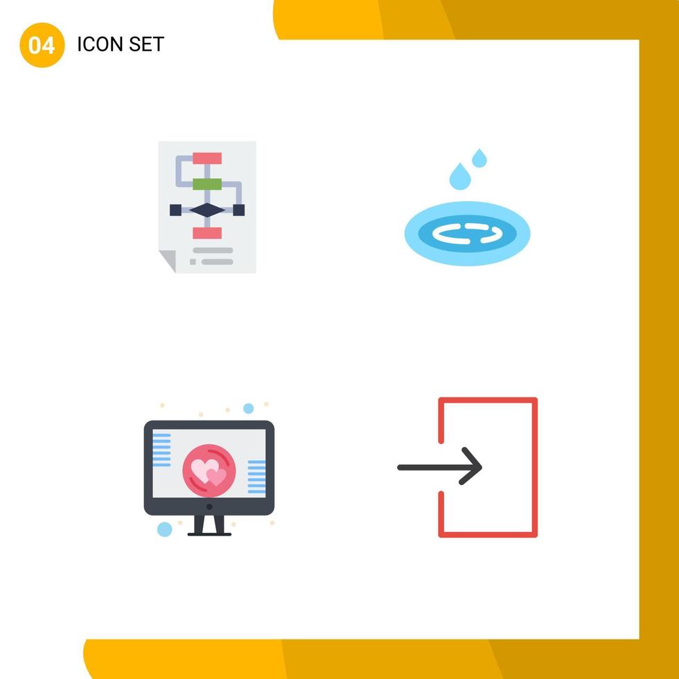 4 Thematic Vector Flat Icons and Editable Symbols of business love process water online Editable Vector Design Elements