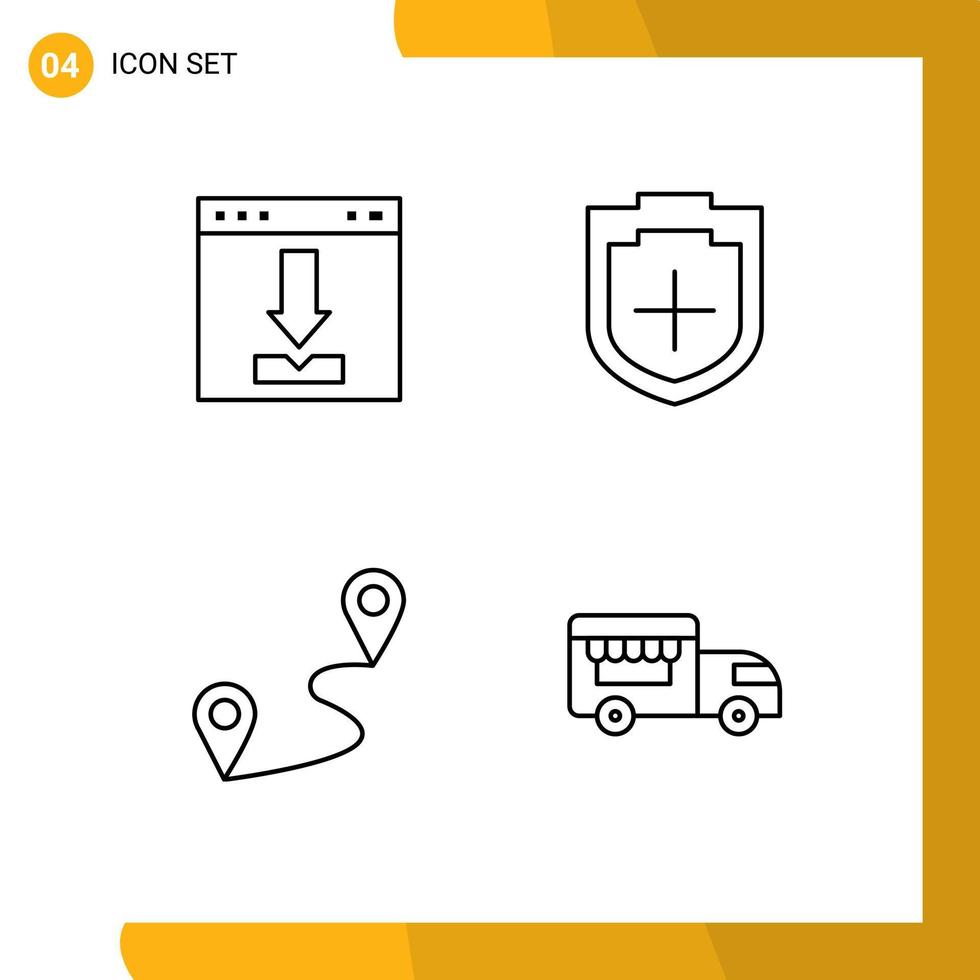 Line Pack of 4 Universal Symbols of arrows location interface plus route Editable Vector Design Elements