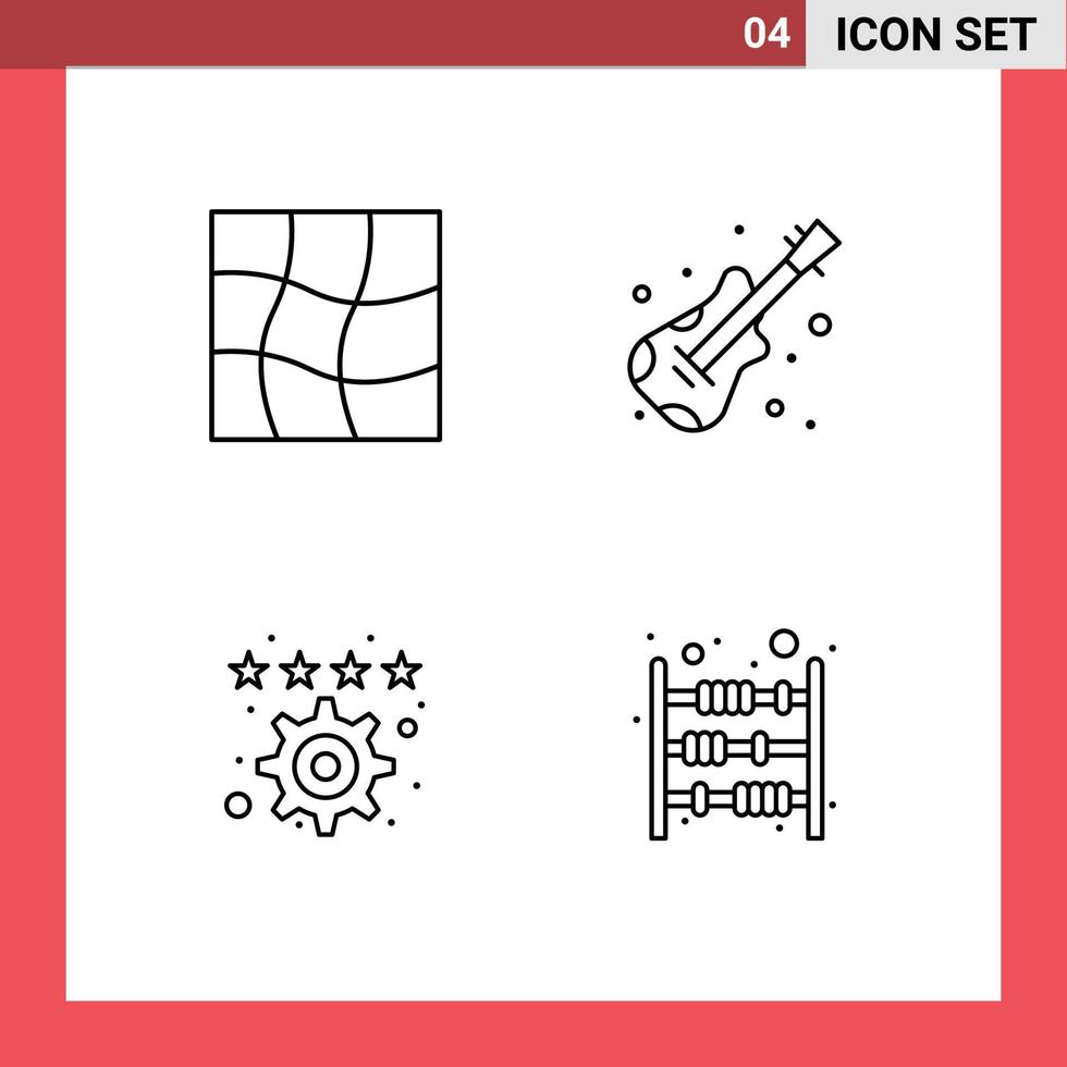 Stock Vector Icon Pack of 4 Line Signs and Symbols for distort settings guitar bookmark duty Editable Vector Design Elements