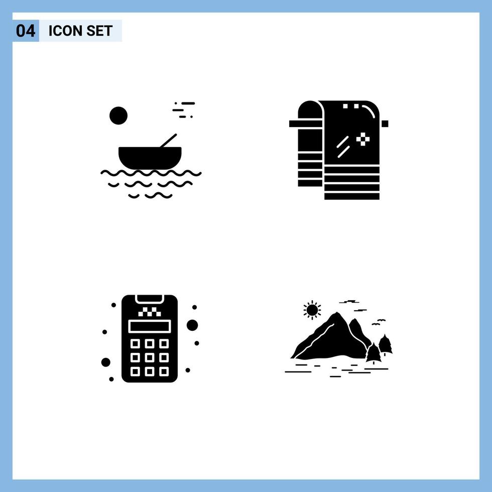 Set of 4 Modern UI Icons Symbols Signs for boat card river dry machine Editable Vector Design Elements