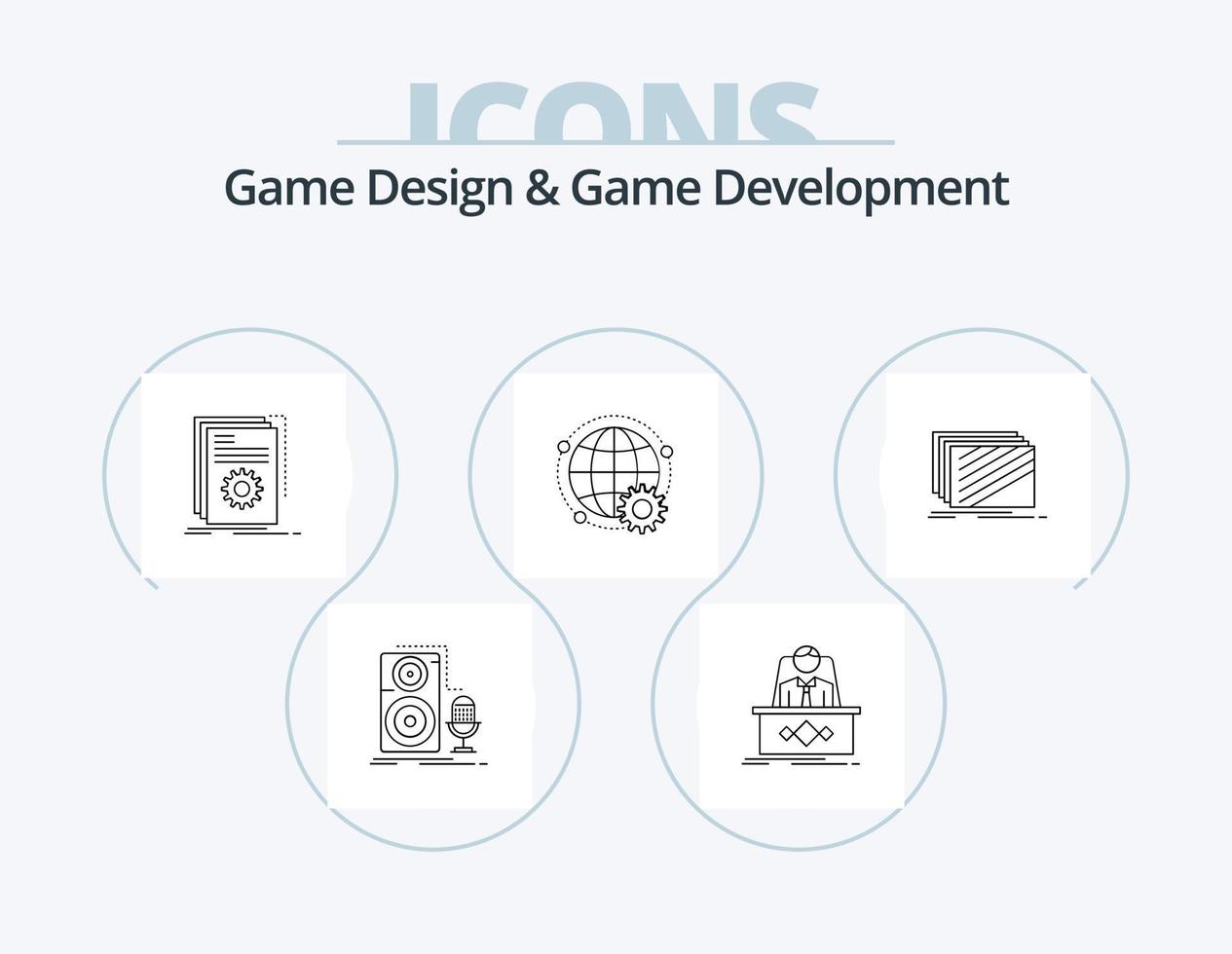 Game Design And Game Development Line Icon Pack 5 Icon Design. gold. box. play. ceo. legend vector