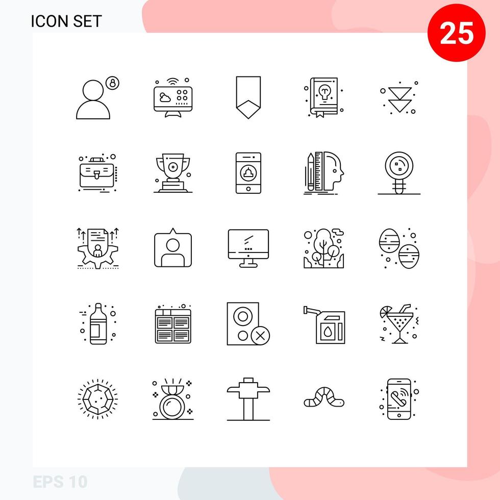 25 Universal Line Signs Symbols of learning education internet of things book medal Editable Vector Design Elements