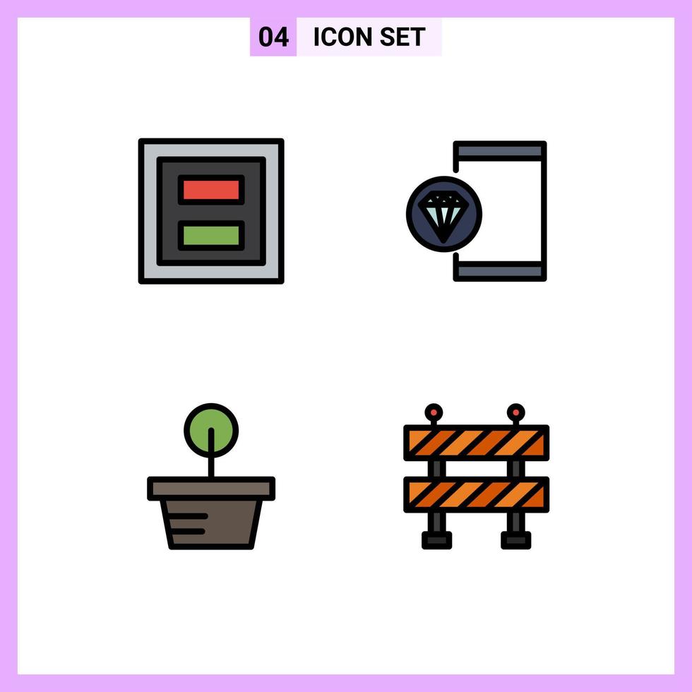 Stock Vector Icon Pack of 4 Line Signs and Symbols for display programming section coding tree Editable Vector Design Elements