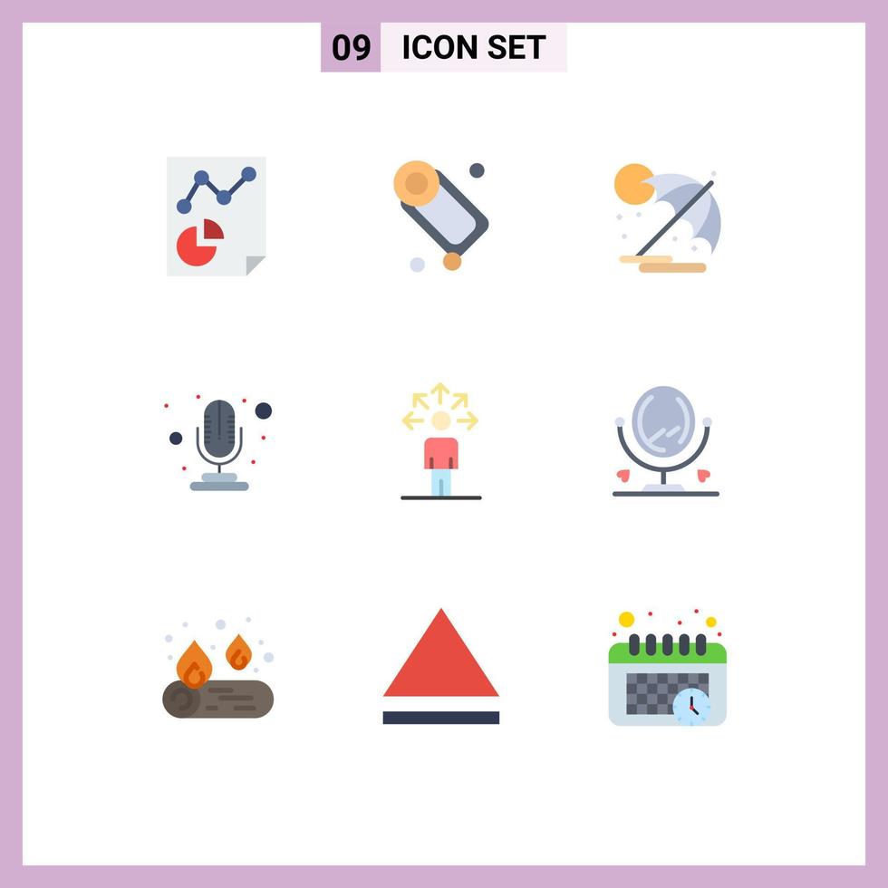 9 Universal Flat Colors Set for Web and Mobile Applications connection communication summer record mic Editable Vector Design Elements