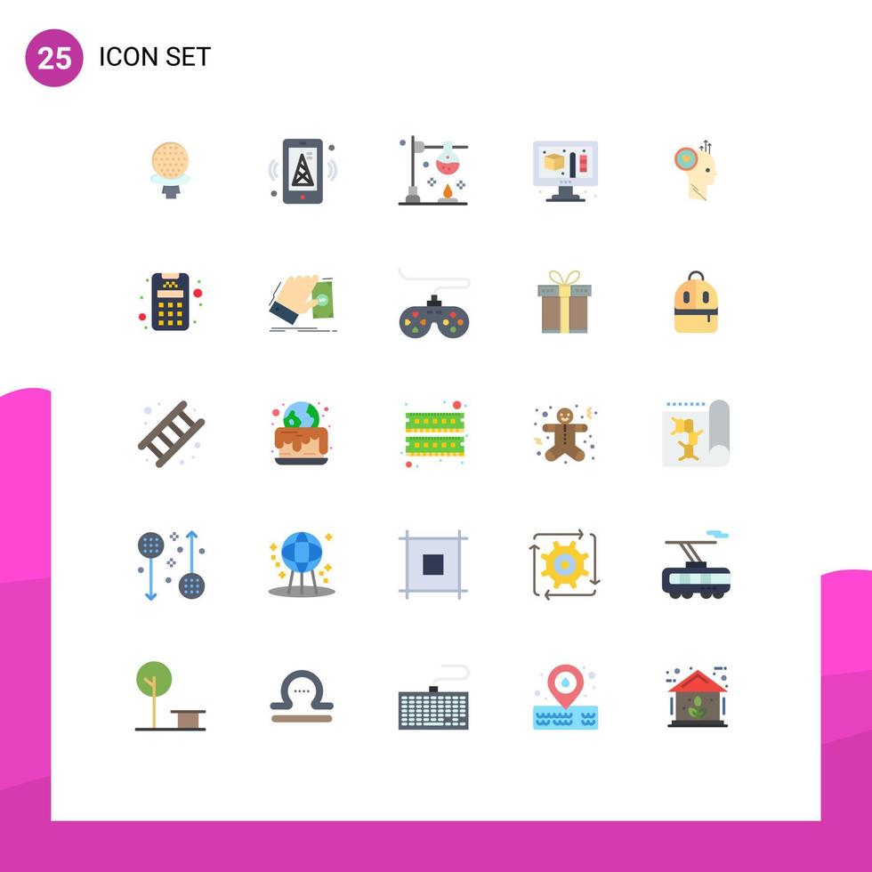 Modern Set of 25 Flat Colors Pictograph of staff user burner modeling creative Editable Vector Design Elements